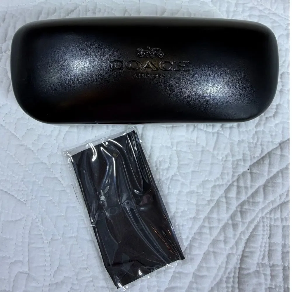 Coach Black Leather Eyeglass Sunglasses Case Signature Protective Travel Holder